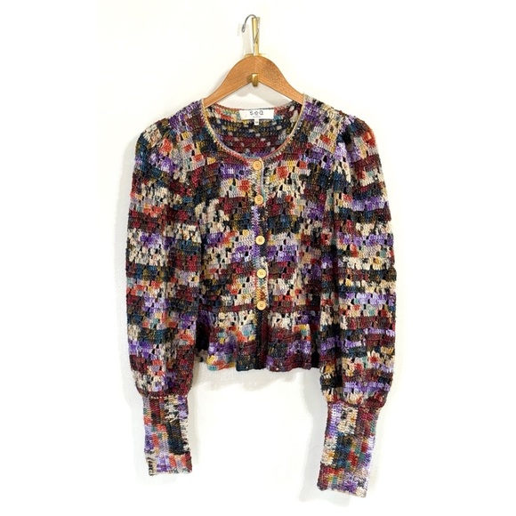 SEA New York Wool-Blend Crochet Peplum-Hem Felicity Cardigan - Picture 2 of 7